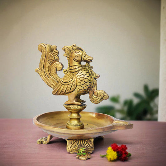 Beautiful Bird Oil Lamp made of Brass with perfect finish and carvings for Home Decor