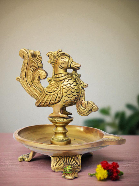 Beautiful Bird Oil Lamp made of Brass with perfect finish and carvings for Home Decor