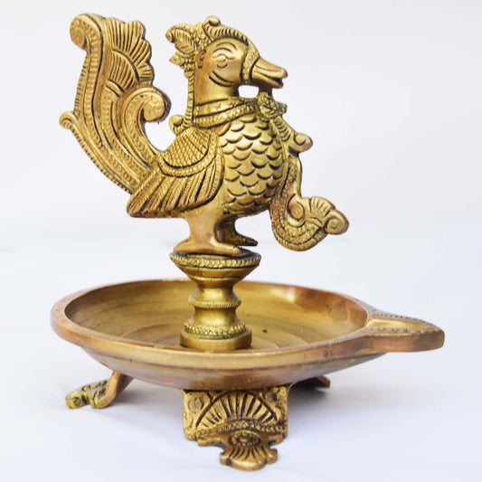 Beautiful Bird Oil Lamp made of Brass with perfect finish and carvings for Home Decor