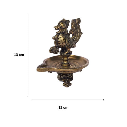 Aakrati Beautiful Bird Oil Lamp made of Brass with perfect finish and carvings for Home Decor
