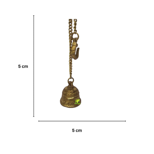 Aakrati Brass Carving Hanging Christmas Bell with Chain and Hook for Door and Worship - Decorative and Religious Gift Purpose - Indian Handmade handicrafts