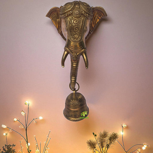 Wall Hanging Bell Hold by Elephant - Unique Wind Chimes on Christmas - Rare Design for Home Office Decor