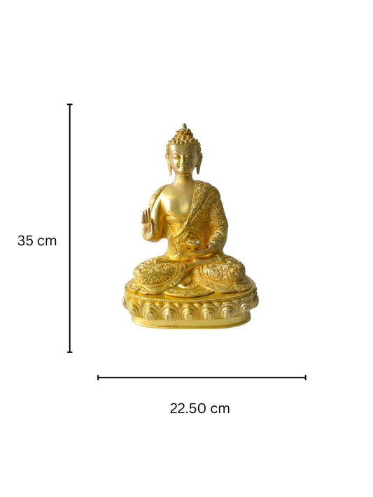 Buddha Statue Hand Carved Brass Metal Showpiece