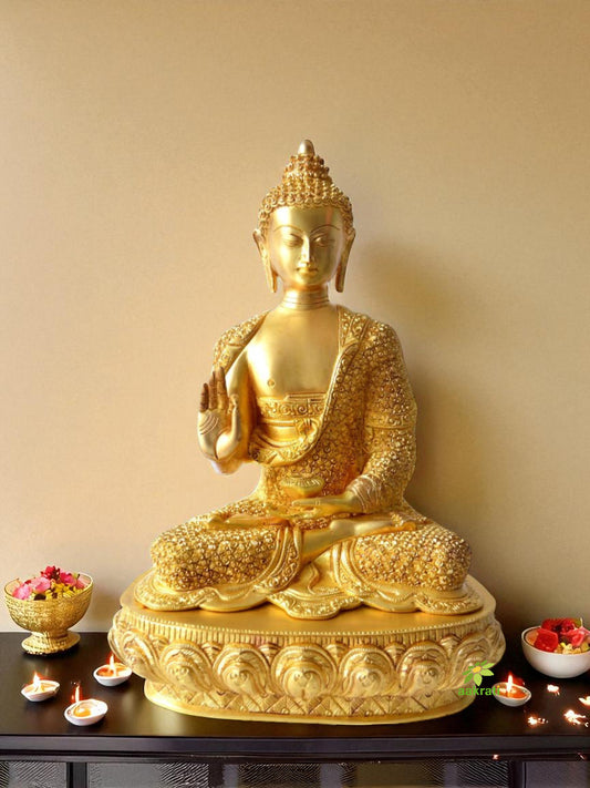 Lord Buddha Brass Made Decorative Figure Super Fine Carving