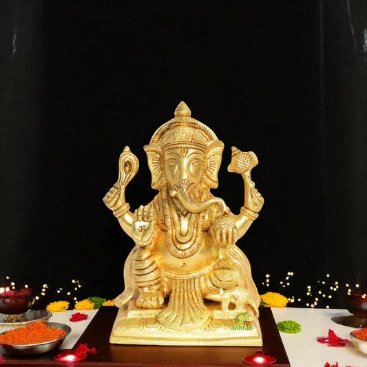 Ganpati Temple Statue Brass Metal Showpiece