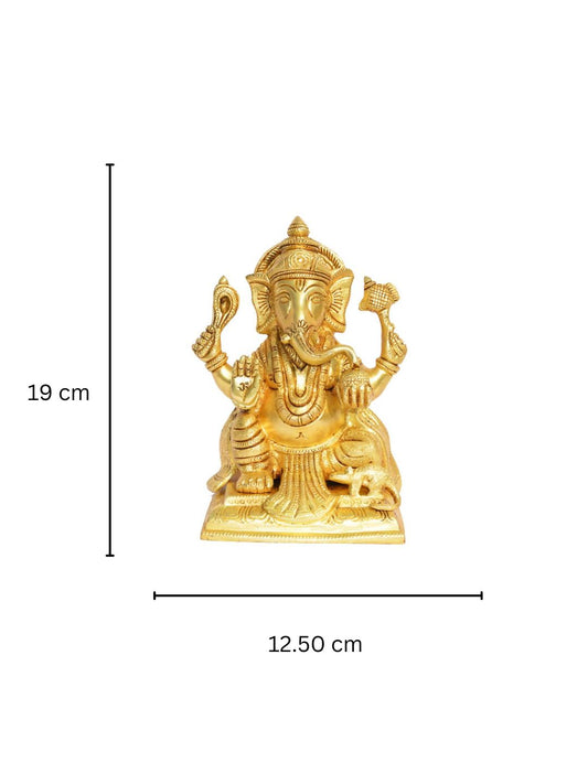 Ganpati Temple Statue Brass Metal Showpiece