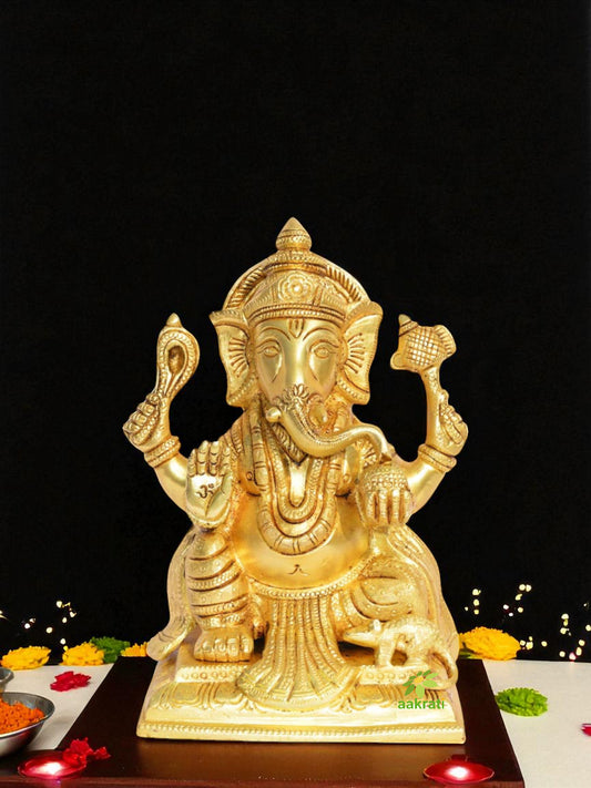 Ganpati Temple Statue Brass Metal Showpiece