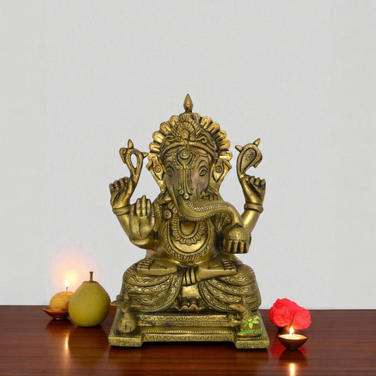 Brass figure of Lord Ganesha Religious Hindu Diety