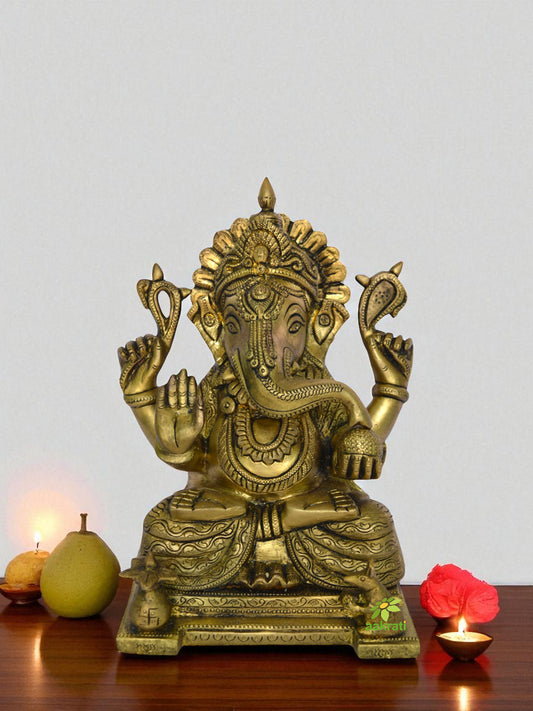 Brass figure of Lord Ganesha Religious Hindu Diety