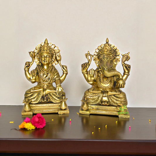 Pair of Laxmi Ganesha Brass Statue