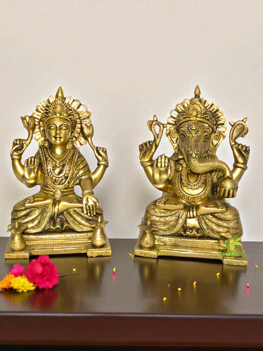 Pair of Laxmi Ganesha Brass Statue