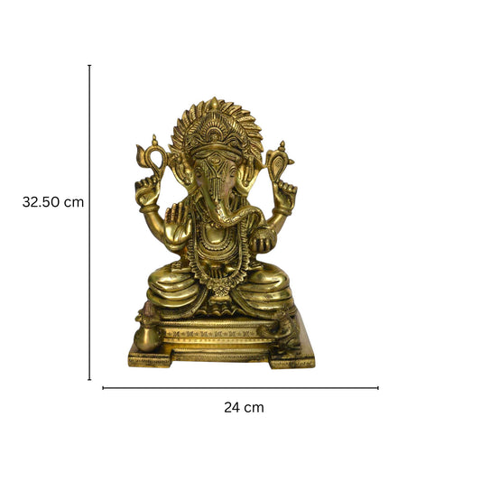 Antique Finish Lord Ganpati statue in Brass Metal