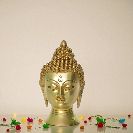 Brass Buddha Head Decorative Sculpture