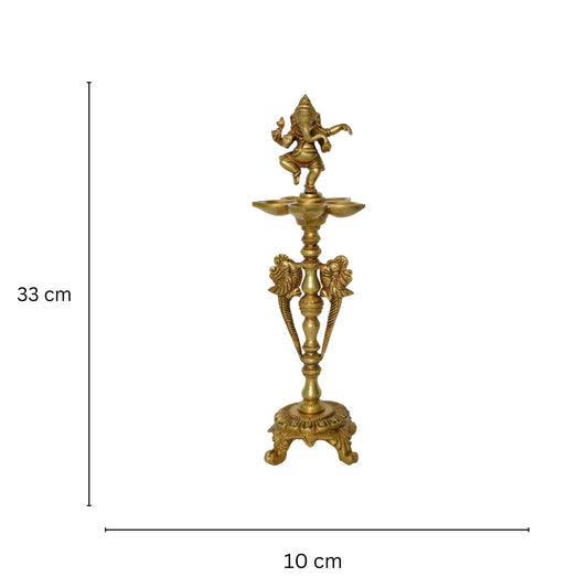 Decorative Oil Lamp with Dancing Ganesha on top Table Decor