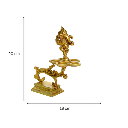 Ganesha Oil Lamp made of Brass Decorative Table Decor