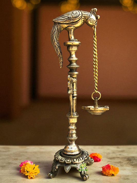 Parrot figure Pooja Ghar Hand Made Oil lamp/Deepak