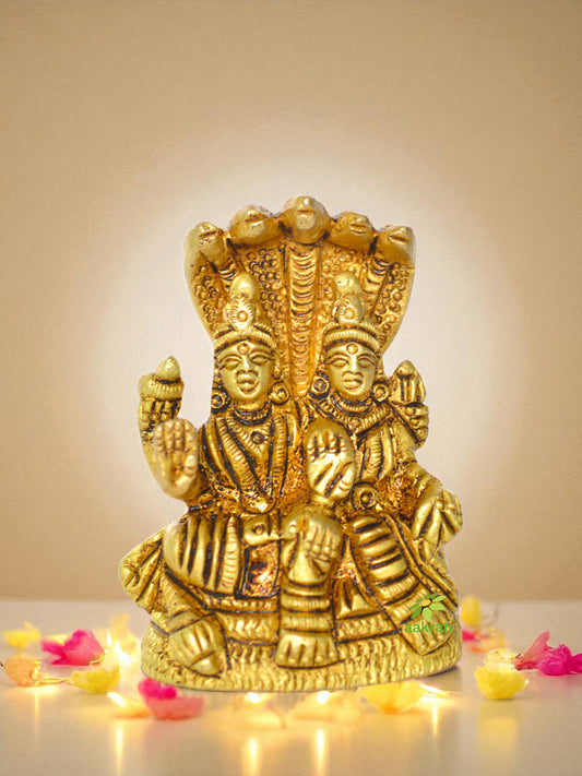 Laxmi Narayan Sitting on Sheshnaag Brass Religious Statue