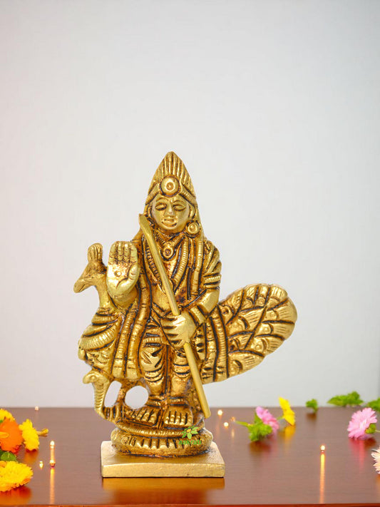 Blessing Statue of Lord Murgan in Brass Metal