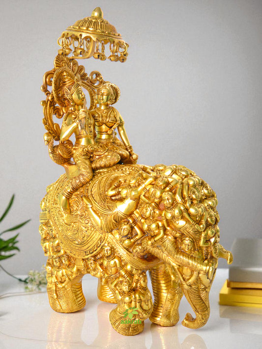 Radha-Krishna Sitting on Elephant Royal Decorative figure Home Decor