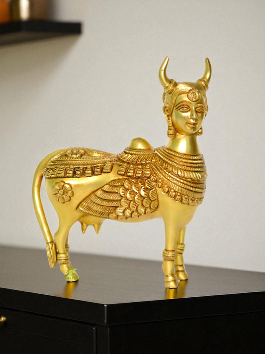 Brass Kamdhenu Cow Religious Sculpture Brass