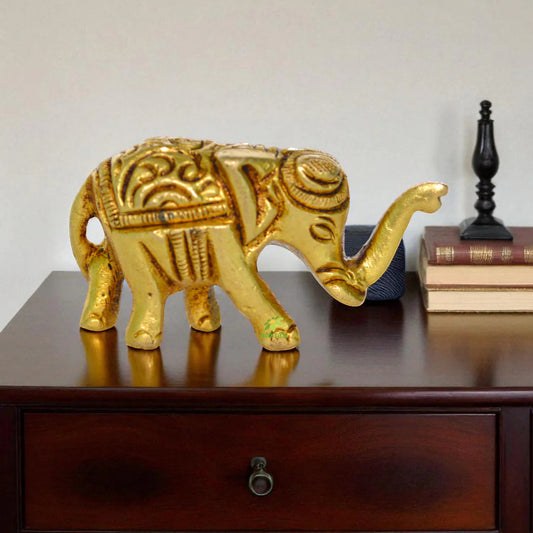 Brass Baby Elephant Up trunk in Brass Metal Home Decor Figure