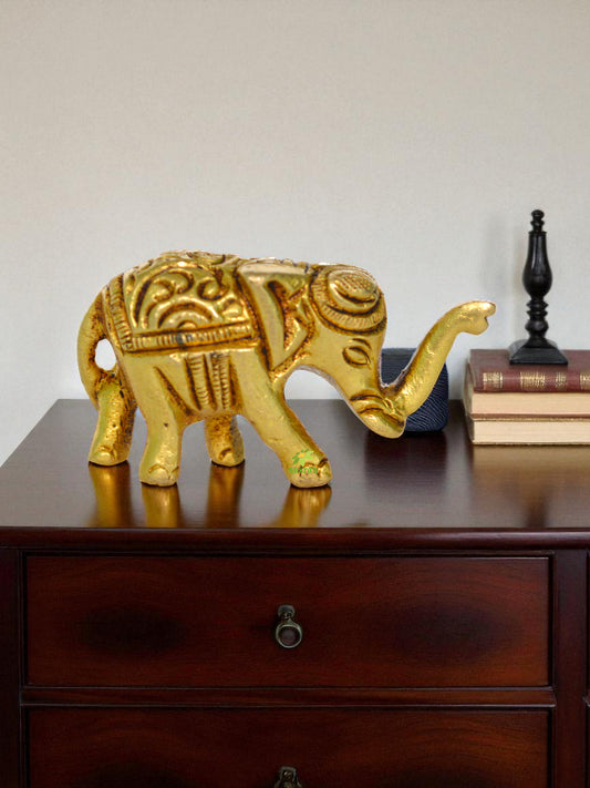 Brass Baby Elephant Up trunk in Brass Metal Home Decor Figure