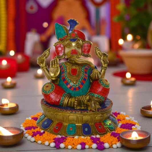Lord Ganesha Brass Metal color Statue by Aakrati