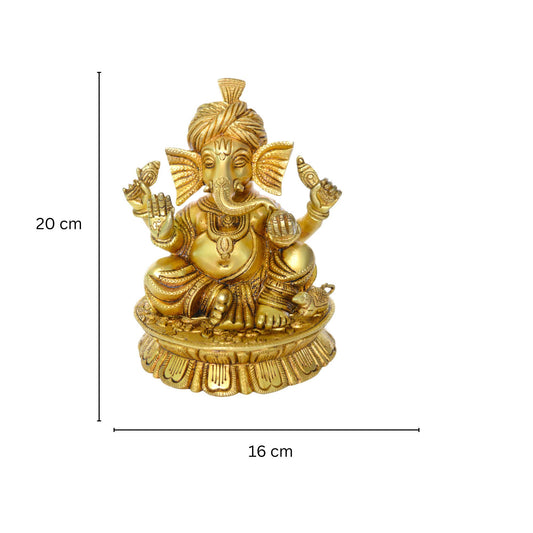 Pagdi Ganesha Decorative Brass Statue Home Decor/Table Decor