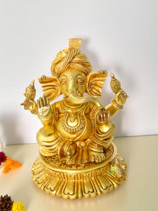 Lord Ganesha Brass Metal Decorative Home Decor/Pooja Ghar sculpture