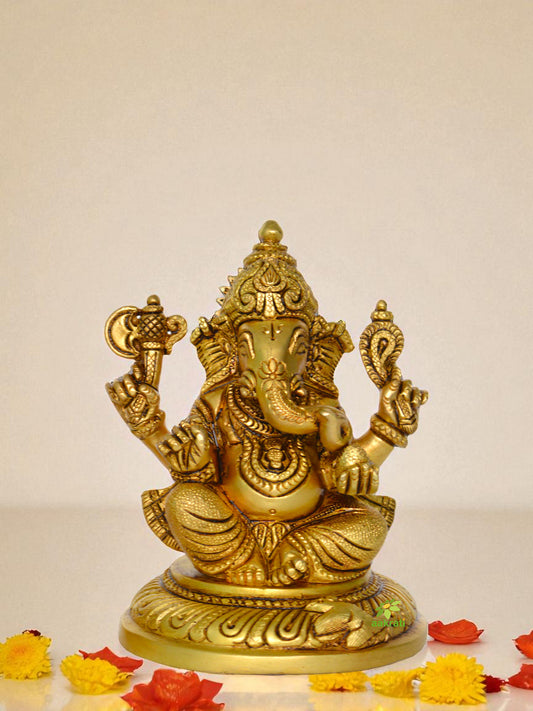 Metal Statue of Lord Ganesha in Brass