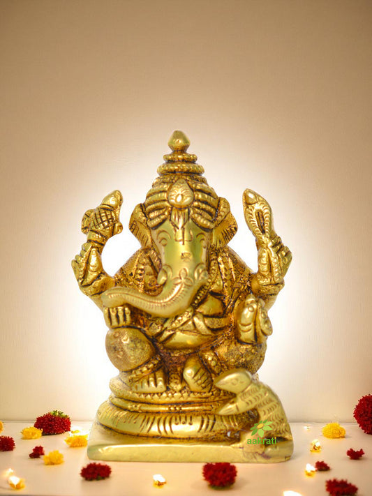Ganesha Religious Statue Brass Scupture Metal Figure