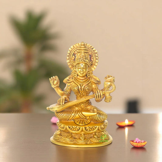 Saraswati Brass Religious Metal Decorative Temple Statue