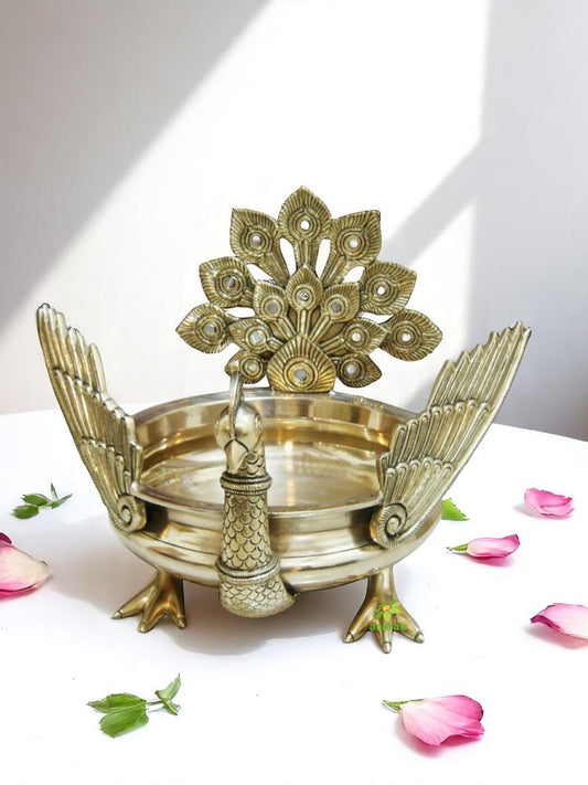 Festive Decoration Brass Metal Home/Event Decor Hand Carved Urli/Pot
