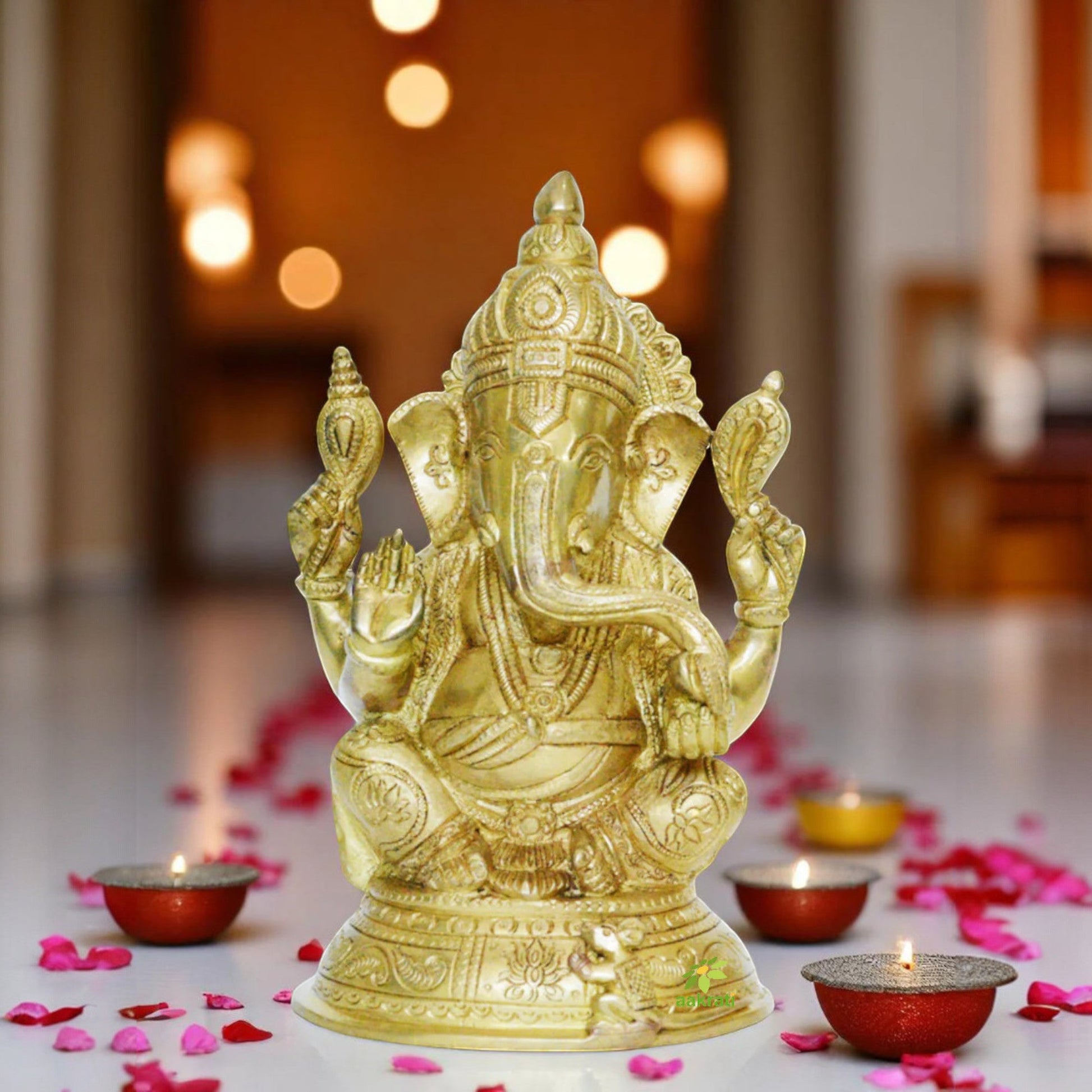 Lord Ganesha- A Decorative Brass Statue for Gift/Decor purpose Aakrati