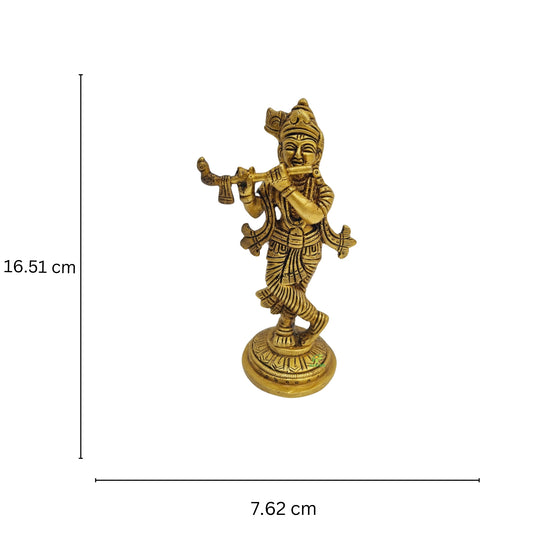 Lord Krishna Hand Carved decorative brass made statue