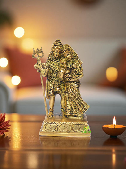 Religious Shiva Family Statue made of Brass Metal for Home Temple