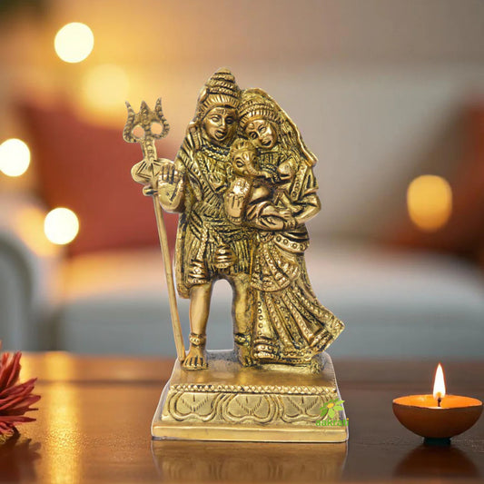 Religious Shiva Family Statue made of Brass Metal for Home Temple