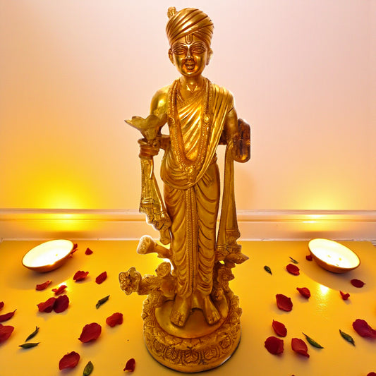 Swami Narayan (Lord Vishnu) from Akshardham Temple Brass Metal Standing Statue