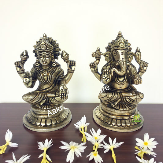 Laxmi Ganesha Brass made antique decorative pair for pooja ghar