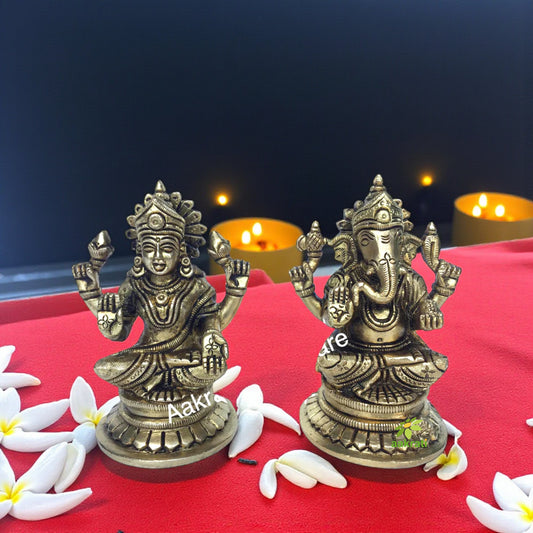 Laxmi Ganesha Brass made antique decorative pair for pooja ghar
