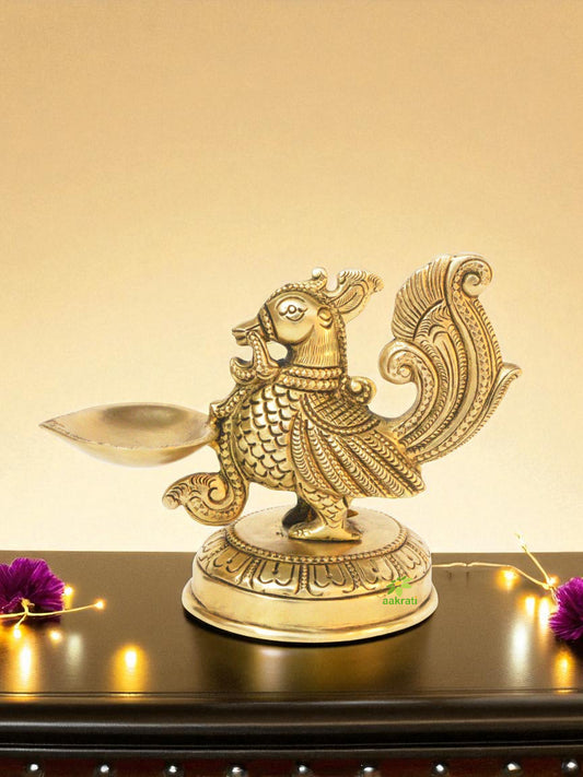 Bird figure Brass Metal Pooja Ghar Diya/Oil Lamp