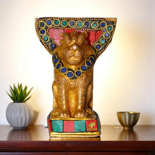 Table Card Holder with lion statue - showpiece for your home and office table