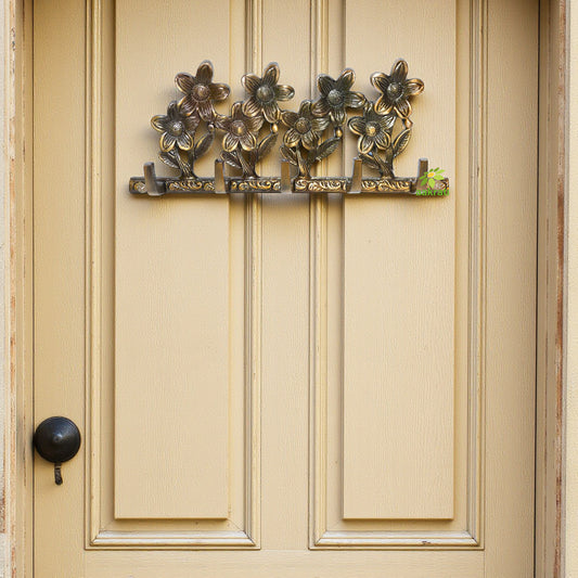 Aakrati Flower Design Metal Key Hook with Designer Look Aluminium Key Holder