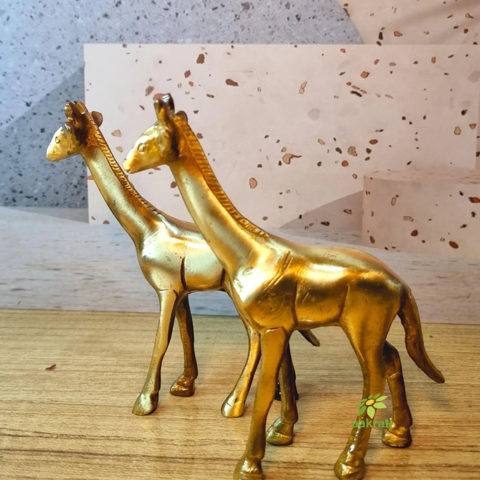 Pair of rass Giraffe Statue Decorative Figurine Home Interior Decor Item Handmade metal brass indian export quality Handicraft Table Decor Item in Antique Finish Aakrati
