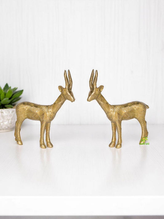 Pair of Animal Figurine Brass Statue of Deer House warming Metal Sculpture Showpiece Table Decor and Gift Item with international style export figures