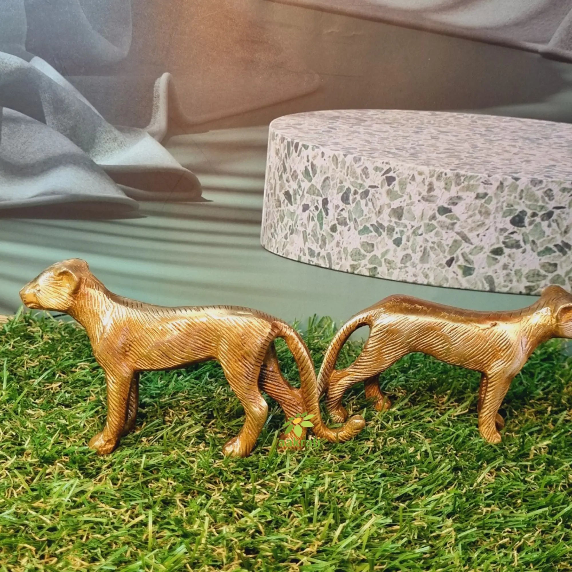 Pair of Tiger Statue of Brass metal Handmade animal figurine – Ashopi