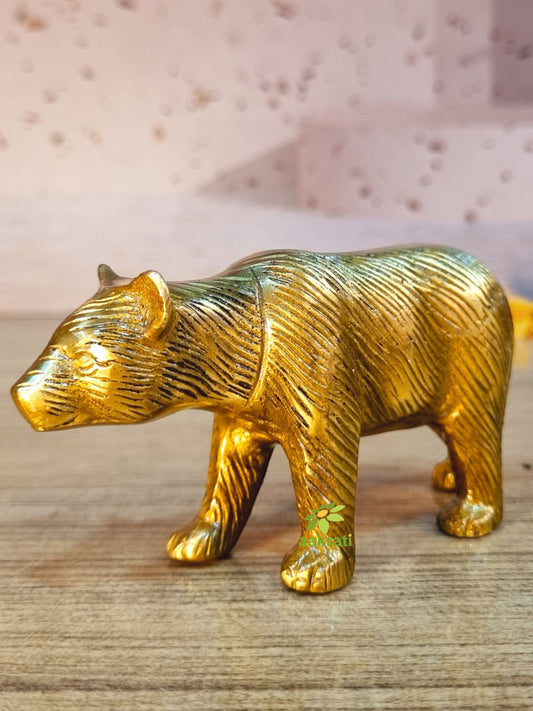 Handcrafted Metal Animal Statue of Bear export quality made of Brass Decorative showpiece with antique finish statue cum Table Decor
