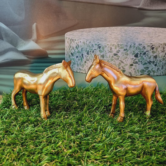 Beautiful Brass Statue of Horse pair with Antique finish attractive look showpiece Decorative figurine for Home Decor/ Table Decor