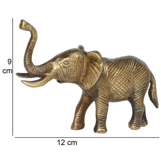 Brass Trunk up Elephant pair statue Fengshui Gift Item Symbol of Goof luck Decorative Showpiece in Antique finish for Home Decor
