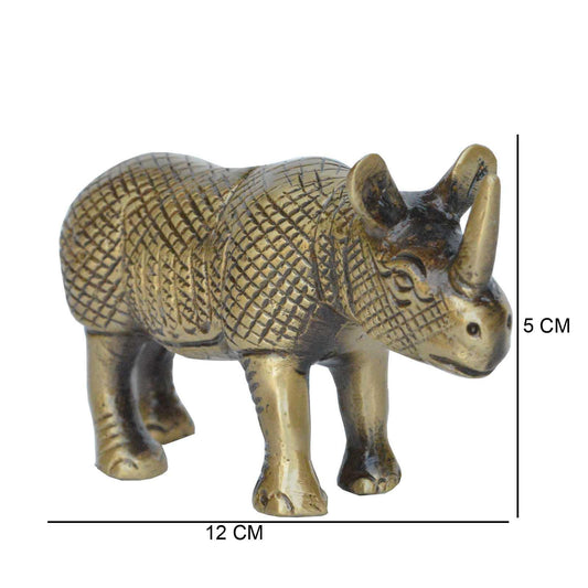 Rhinoceros Statue made of Brass Metal Decorative Animal Figurine Antique finish Sculpture Handcrafted Unique and Rare Showpiece